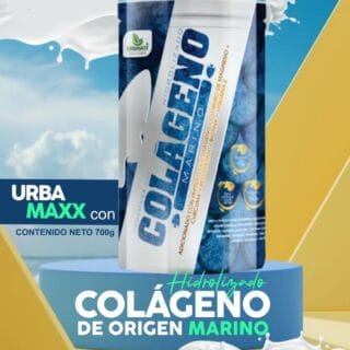 UrbaMaxx - Colágeno Hidrolizado de Origen Marino -  Péptidos + Cloruro de Magnesio + Cúrcuma + Resveratrol + Biotina + Vitamina E 700Gr