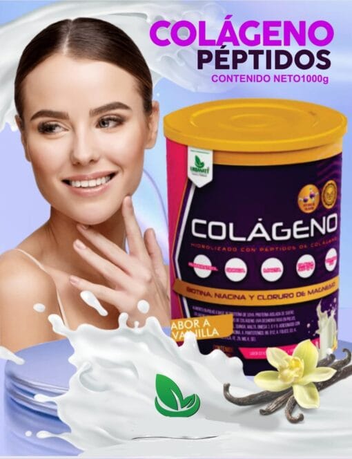 MAX GOLD 1.000gr- Colágeno Hidrolizado con Péptidos - Biotina - Niacina y Cloruro de Magnesio - Sabor Vainilla