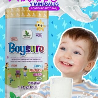 Boysure -Niños - Calcio + Magnesio + Hierro + Zinc + Vitaminas A, B1, B2, B6, C, E, D