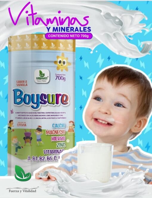 Boysure -Niños - Calcio + Magnesio + Hierro + Zinc + Vitaminas A, B1, B2, B6, C, E, D