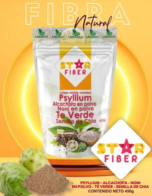 Start Fiber - Fibra Natural +Linaza Molida Variedad Psyllium +Alcachofa + Noni + Té Verde + Semilla de Chía