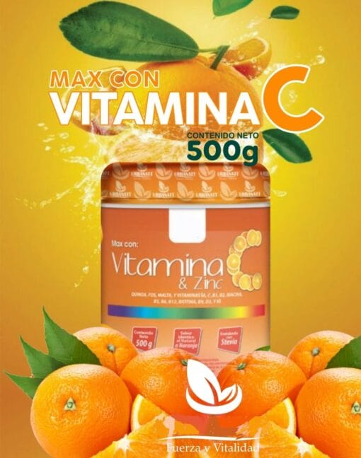 Max con vitamina C & Zinc - Quinua + Malta + Vitamina A, C, B1, B2, Niacina B5, B6, B12, Biotina B9, D3, K1