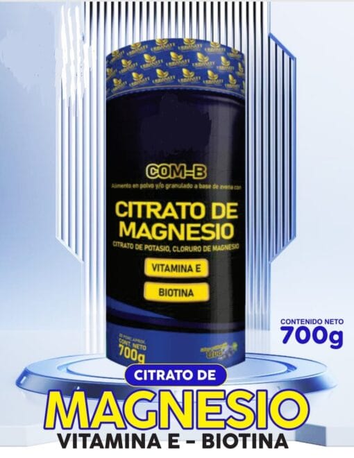 Com B - Citrato de magnesio + Citrato de potasio + Cloruro de Magnesio + Vitamina E + Biotina - 700Gr