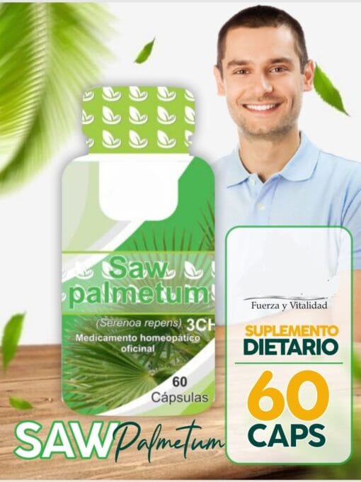 Saw Palmetum - Serenoa repens 3CH - Homeopático - 60 Capsulas