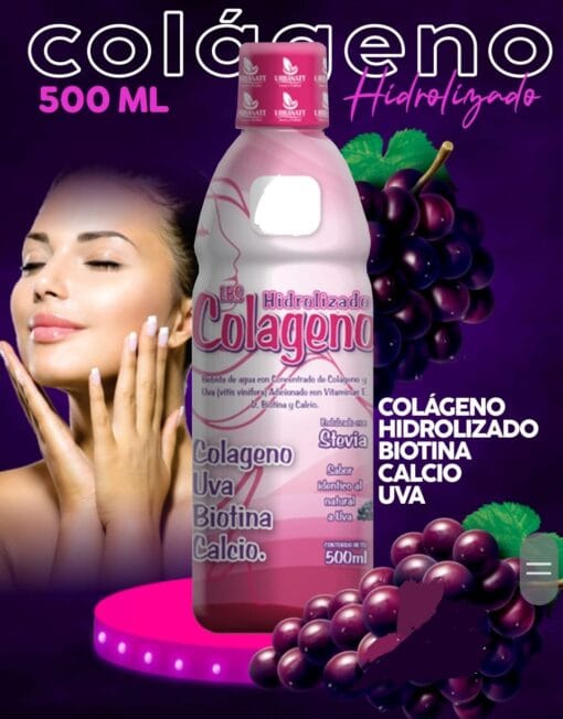 Colágeno Hidrolizado - Biotina + Calcio + Uva + Vitamina E, D, - 500ML