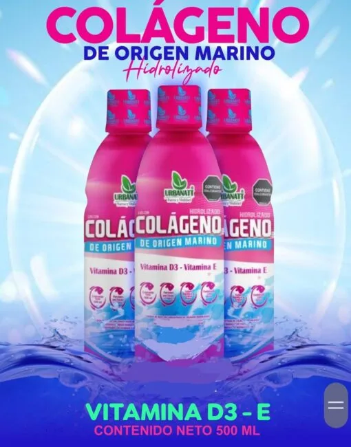 Colágeno de Origen Marino - Hidrolizado +  Vitamina D3 + Vitamina E - 500ML