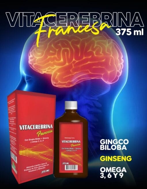 Vitacerebrina Francesa - Gingko Biloba + ginseng + Omega 3, 6 y 9 - 375ml