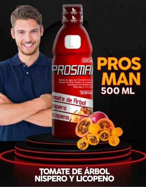Prosman - Tomate de Árbol + Níspero + y Licopeno + Vitaminas y Minerales C, E, Zinc + Stevia - 500ML