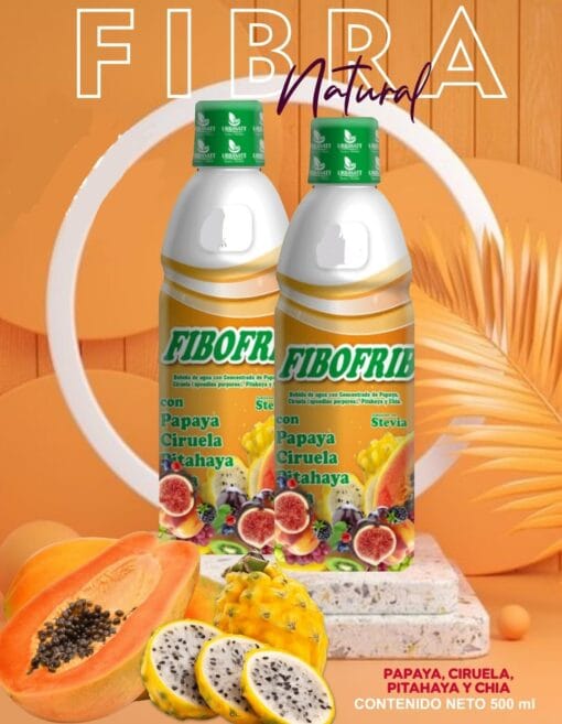 FiboFrib - Fibra Natural - Con Papaya +Ciruela + Pitaya + Chia + Stevia - 500ML