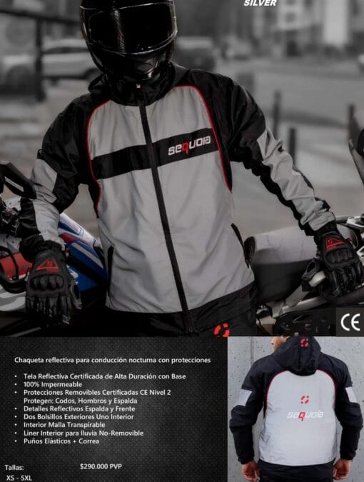 Chaqueta Reflectiva Sequoia Silver – Protección Total para Moteros -  Envíos a Nivel Nacional e Internacional