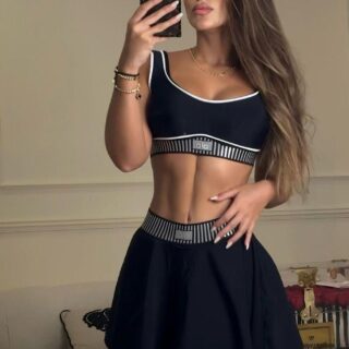 ALO – Set Deportivo Negro con Falda y Top | Estilo & Potencia